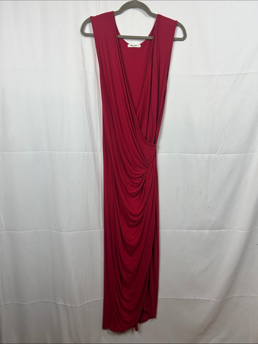 Sleeveless Draped Maxi Dress in Raspberry by